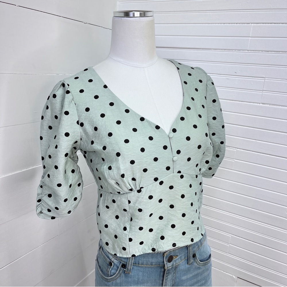 !FINAL CHANCE!  Brave Soul London Mint Polka Dot "Peggy" Blouse NWT